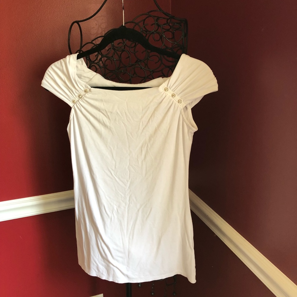 XS WHBM White Top with gold/diamond arm accents